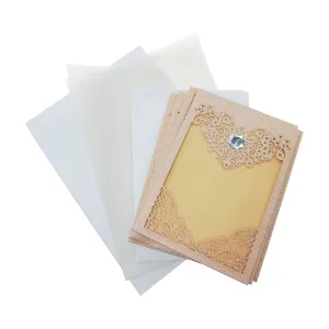 Glitter Laser-Cut Frame Rhinestone Blank Invitations, 7-Inch, 8-Count