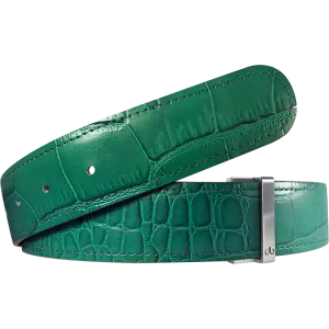 Green Crocodile Texture Leather Belt