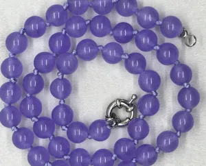 Hand Knotted Lavender Jade Bead Necklace