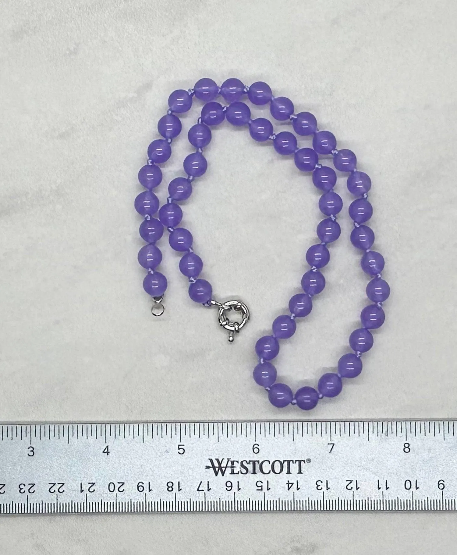 Hand Knotted Lavender Jade Bead Necklace