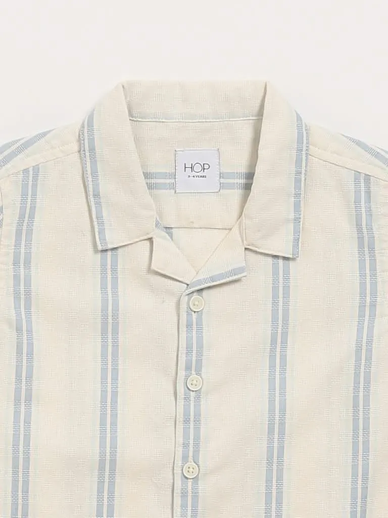 HOP Kids Cream Striped Textured Shirt