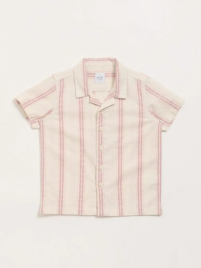 HOP Kids Dusty Pink Textured Short-Sleeved Shirt