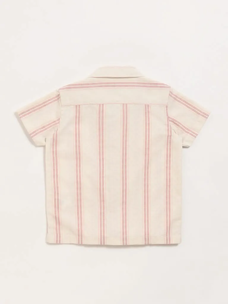 HOP Kids Dusty Pink Textured Short-Sleeved Shirt