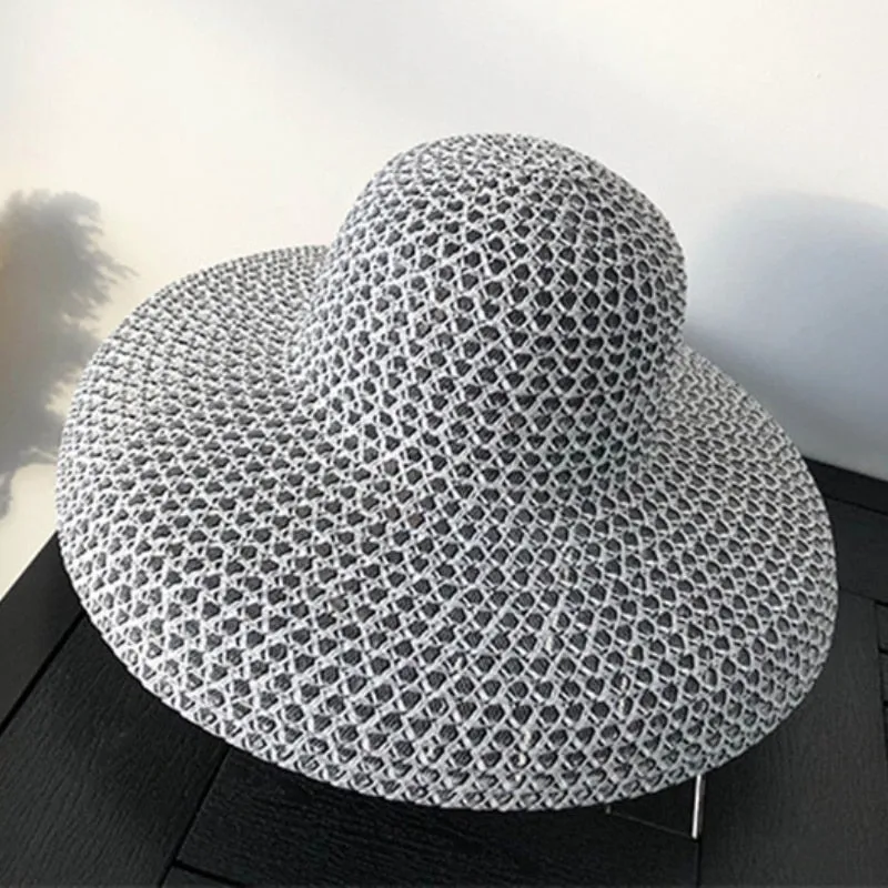 HT3072 New Summer Hat Women Vintage Wide Brim Sun Hat Female Dome Beach Cap Lady Breathable Straw Hat Women Patchwork Beach Hat