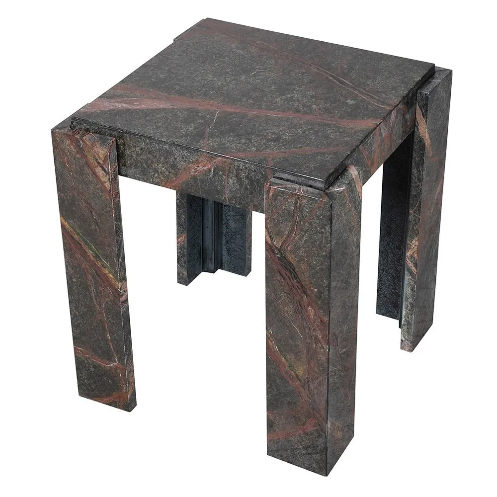 Idris Square Side Table – Earthy Marble