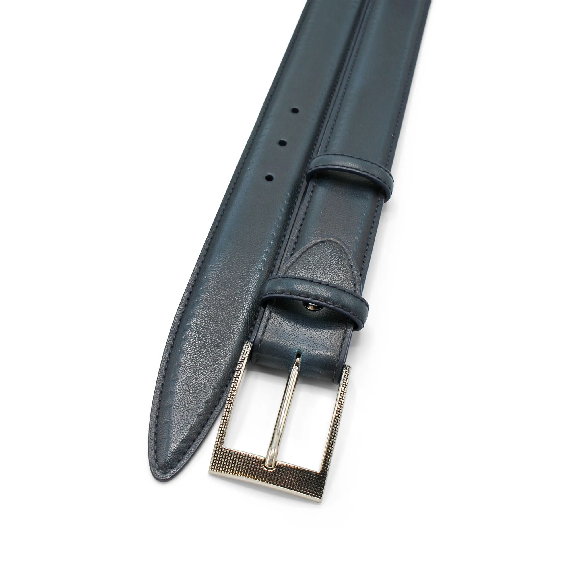 Indigo Hand Burnished Etched 'Cagney' Belt