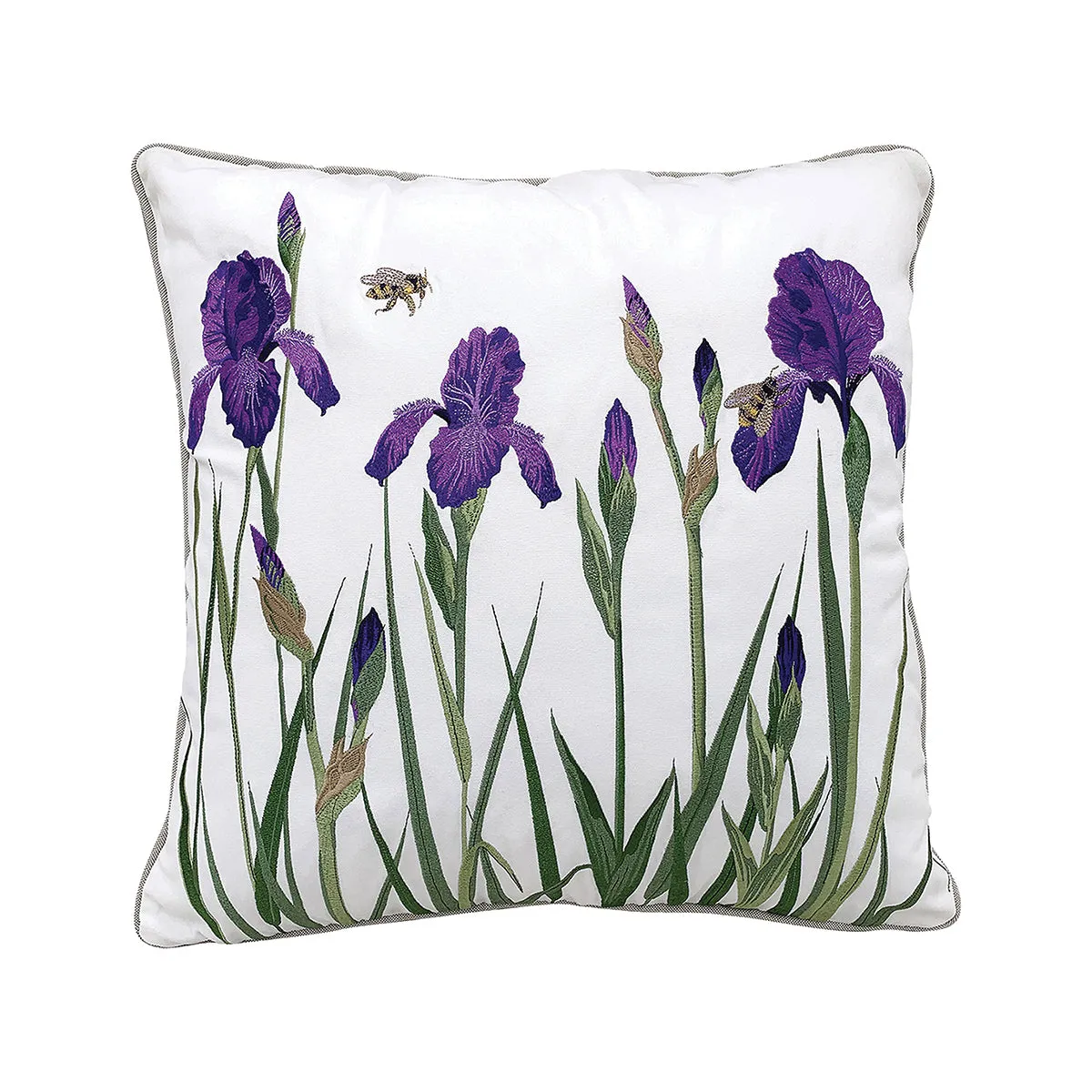 Iris and Bee Indoor Outdoor Pillow