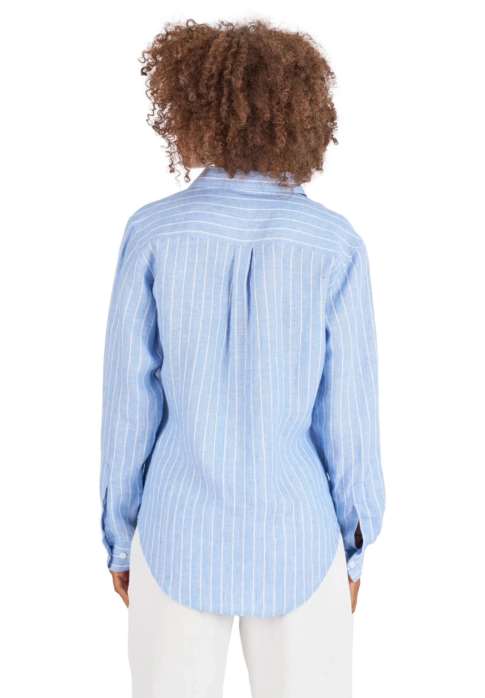 Iris Carolina Blue Stripes Classic Fit Linen Shirt