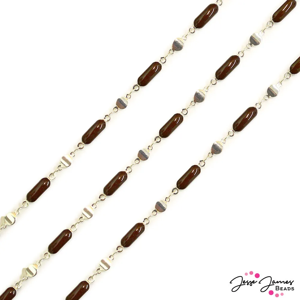 JJB Enamel Link Chain in Hot Fudge