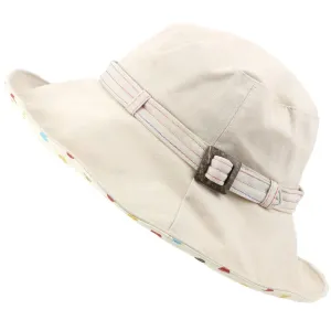 Ladies Linen Sun Hat with Shapeable Brim and Spotty Under Brim