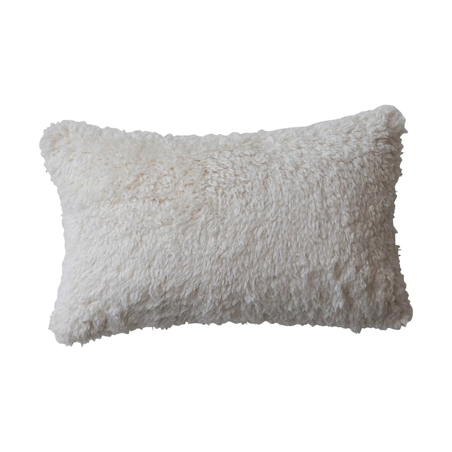 Lamé Pillow w/ Sherpa Back & Metallic Silver Embroidery