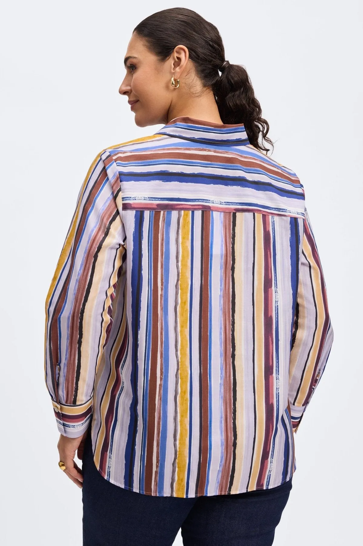 Meghan Plus No Iron Watercolor Stripe Shirt