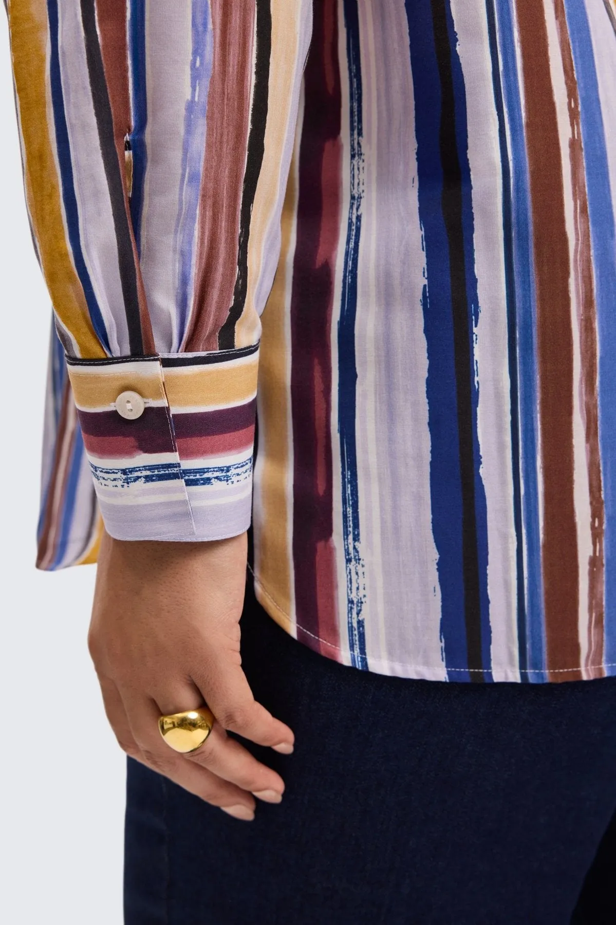 Meghan Plus No Iron Watercolor Stripe Shirt