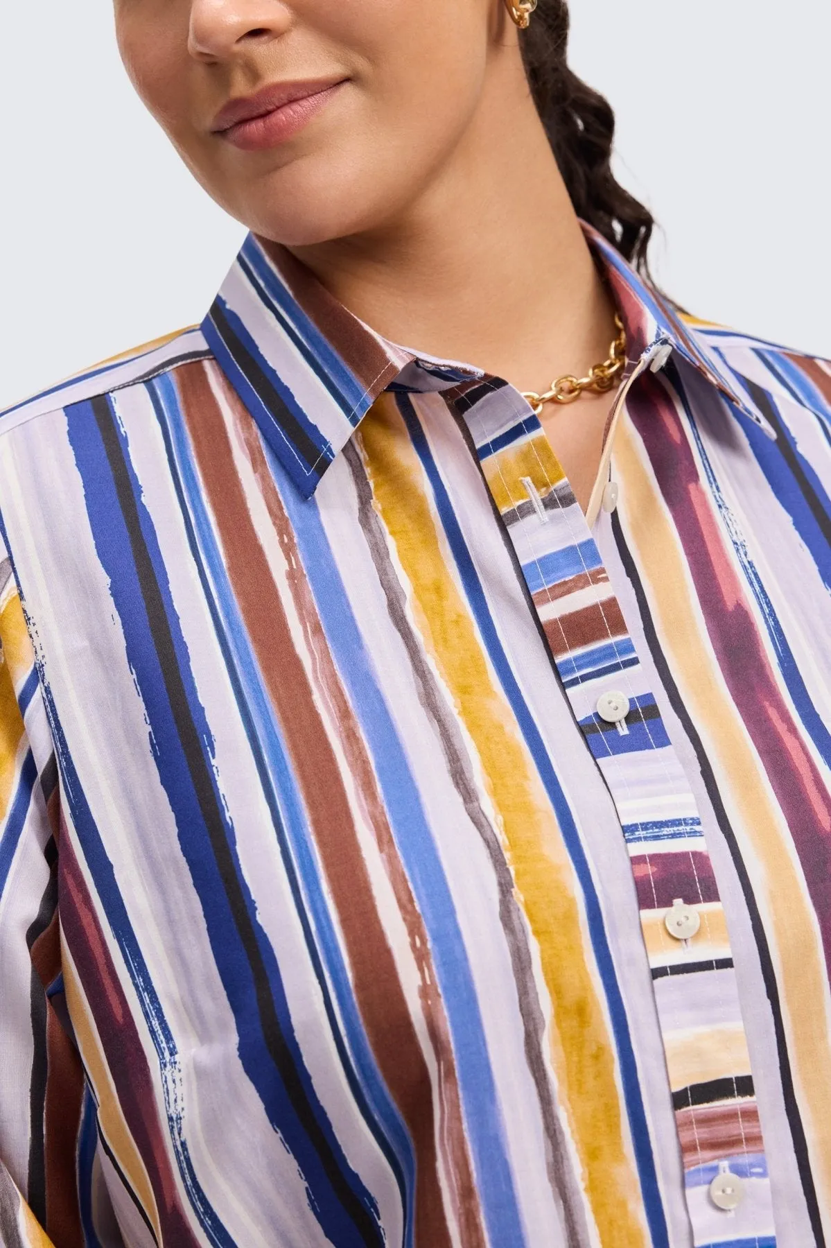 Meghan Plus No Iron Watercolor Stripe Shirt