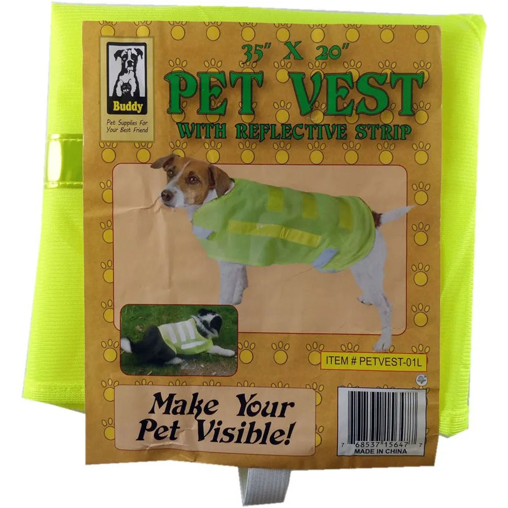 Neon Yellow Large Pet Saftey Vest With Reflective Strips  - PETVEST-01L