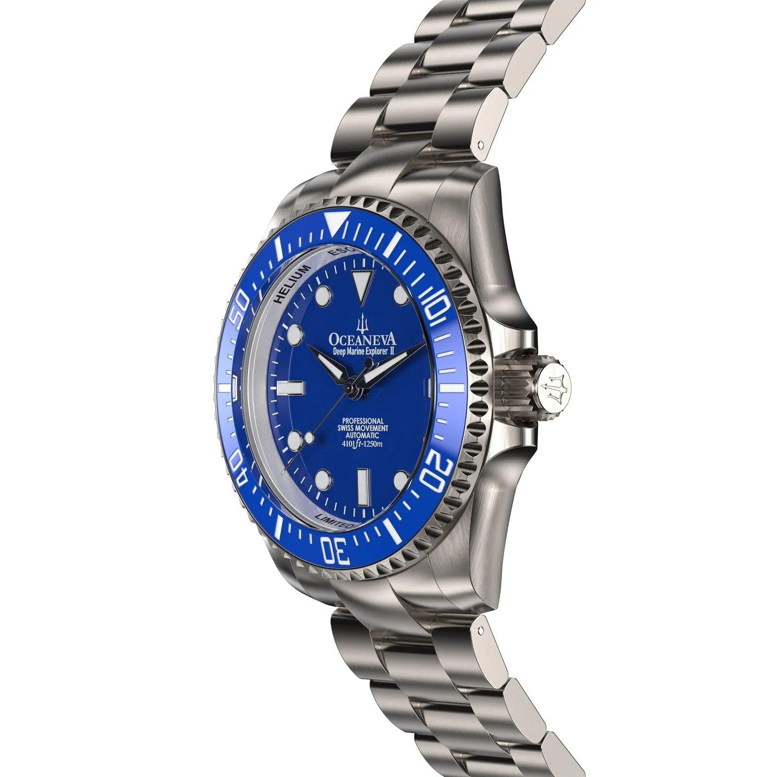 Oceaneva Men's Deep Marine Explorer II 1250M Titanium Watch Blue Dial