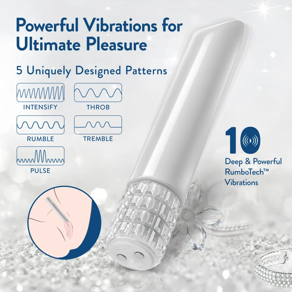 Oh My Gem | Bold 5 Inch Pocket-Sized Power Vibrator With Tapered Tip & Diamond Gem Base – In White