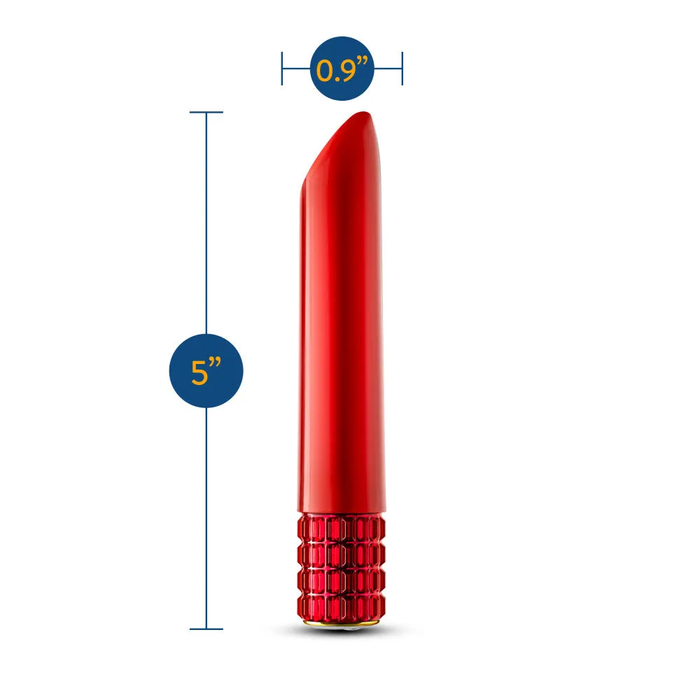 Oh My Gem | Desire 5 Inch Pocket-Sized Power Vibrator With Tapered Tip & Ruby Gem Base – In Red