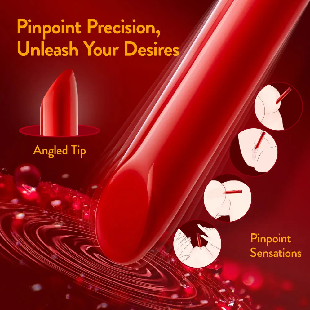 Oh My Gem | Desire 5 Inch Pocket-Sized Power Vibrator With Tapered Tip & Ruby Gem Base – In Red