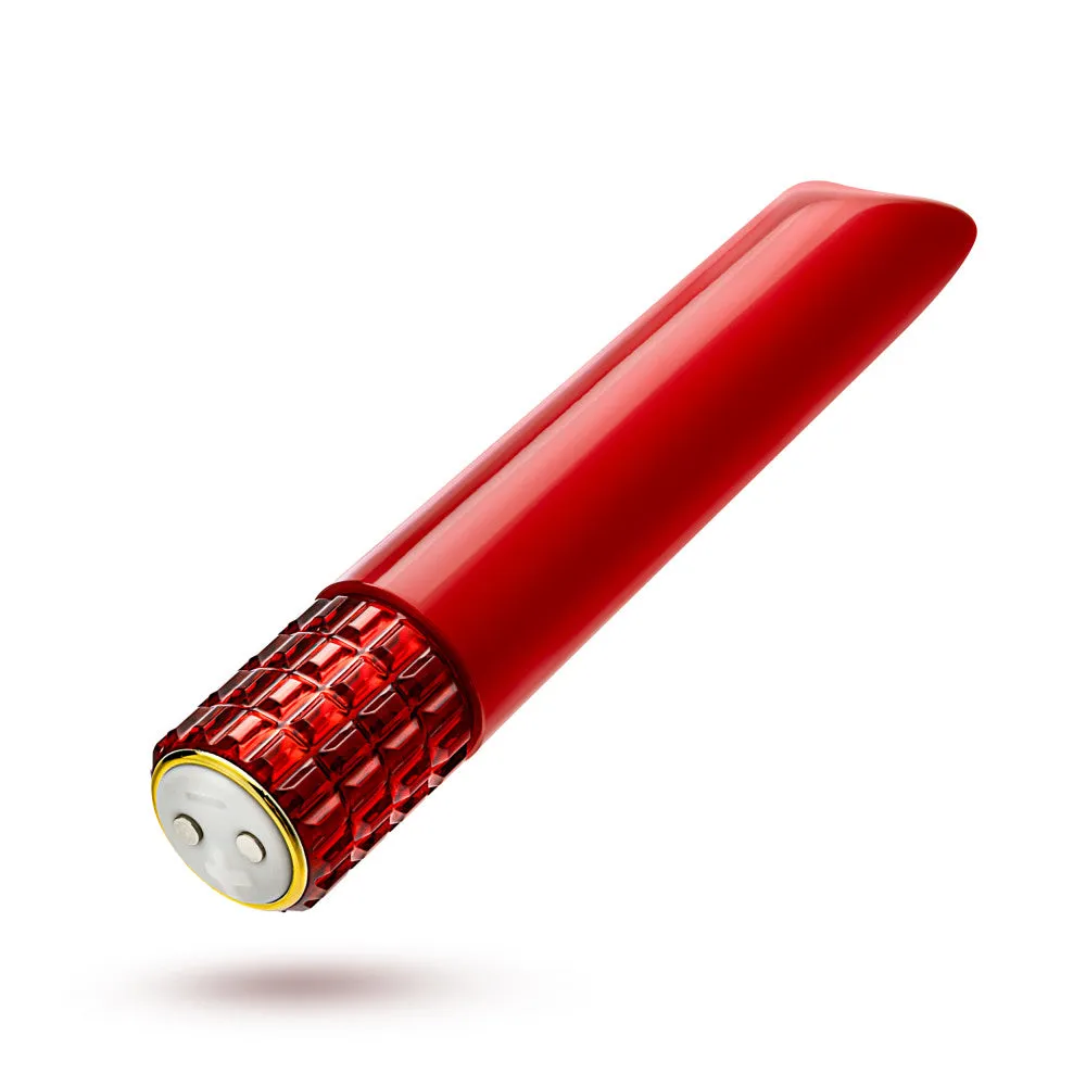 Oh My Gem | Desire 5 Inch Pocket-Sized Power Vibrator With Tapered Tip & Ruby Gem Base – In Red