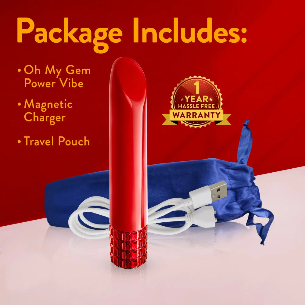 Oh My Gem | Desire 5 Inch Pocket-Sized Power Vibrator With Tapered Tip & Ruby Gem Base – In Red