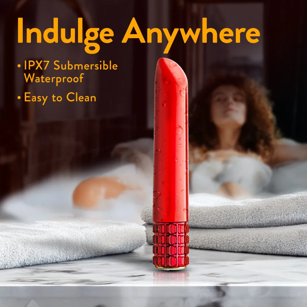 Oh My Gem | Desire 5 Inch Pocket-Sized Power Vibrator With Tapered Tip & Ruby Gem Base – In Red