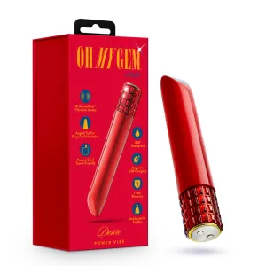 Oh My Gem | Desire 5 Inch Pocket-Sized Power Vibrator With Tapered Tip & Ruby Gem Base – In Red