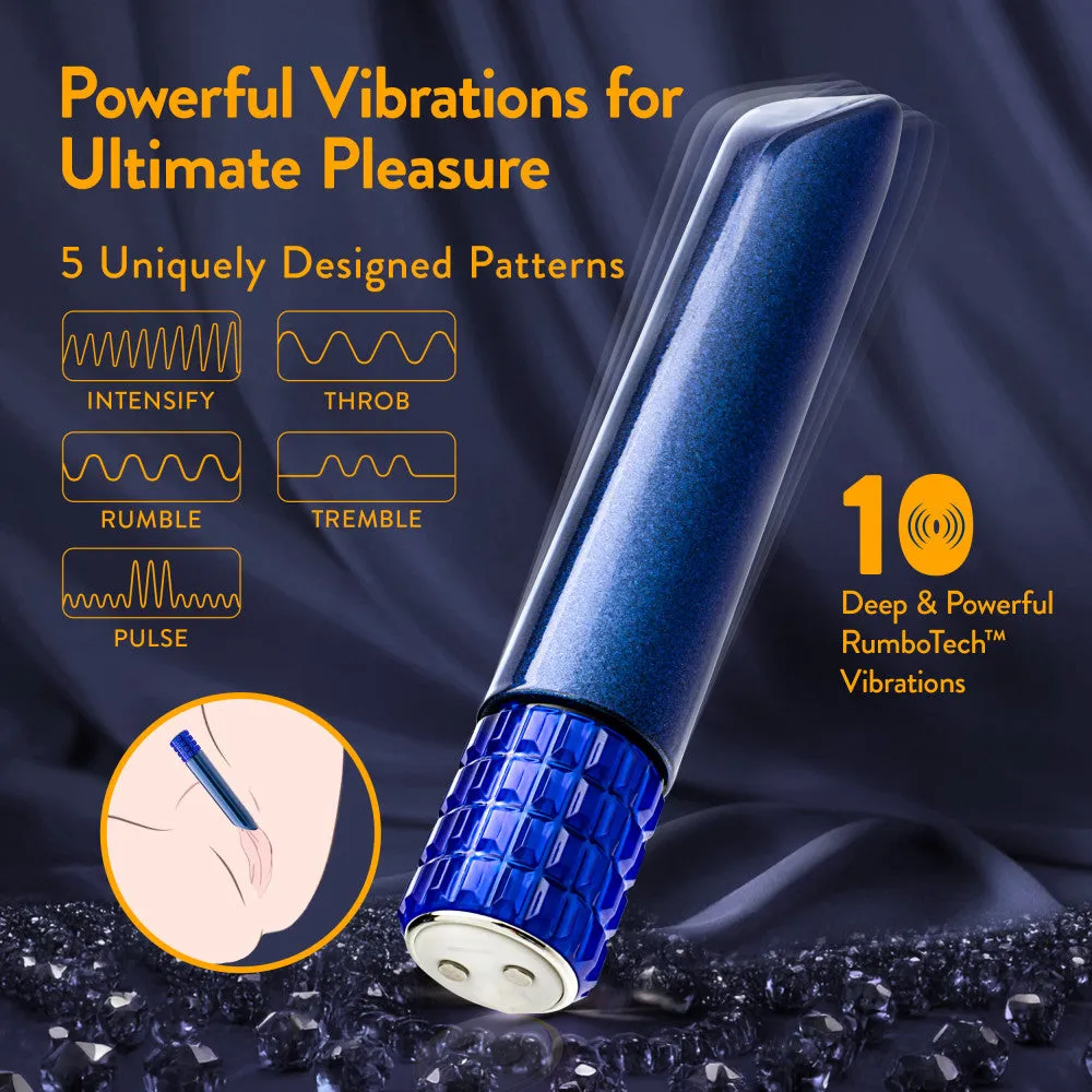 Oh My Gem | Mystery 5 Inch Pocket-Sized Power Vibrator With Tapered Tip & Sapphire Gem Base – In Blue