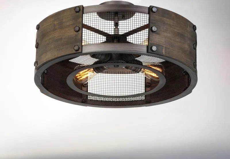 Outland 22" 4 Light Semi-Flush Mount Pendant in Barn Wood and Weathered Zinc