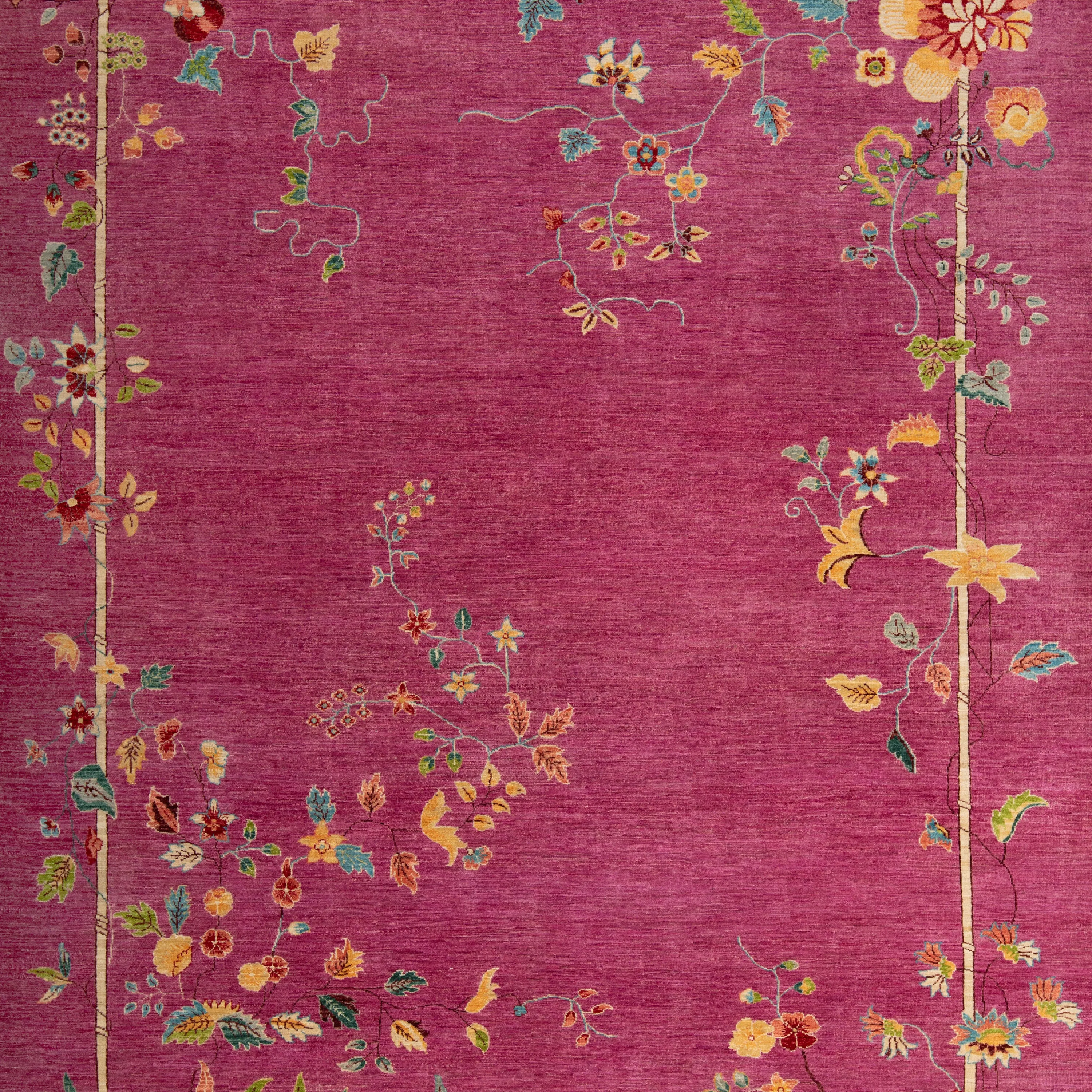 Pink Traditional Art Deco Rug - 9'1 x 11'11"