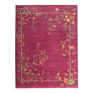 Pink Traditional Art Deco Rug - 9'1 x 11'11"