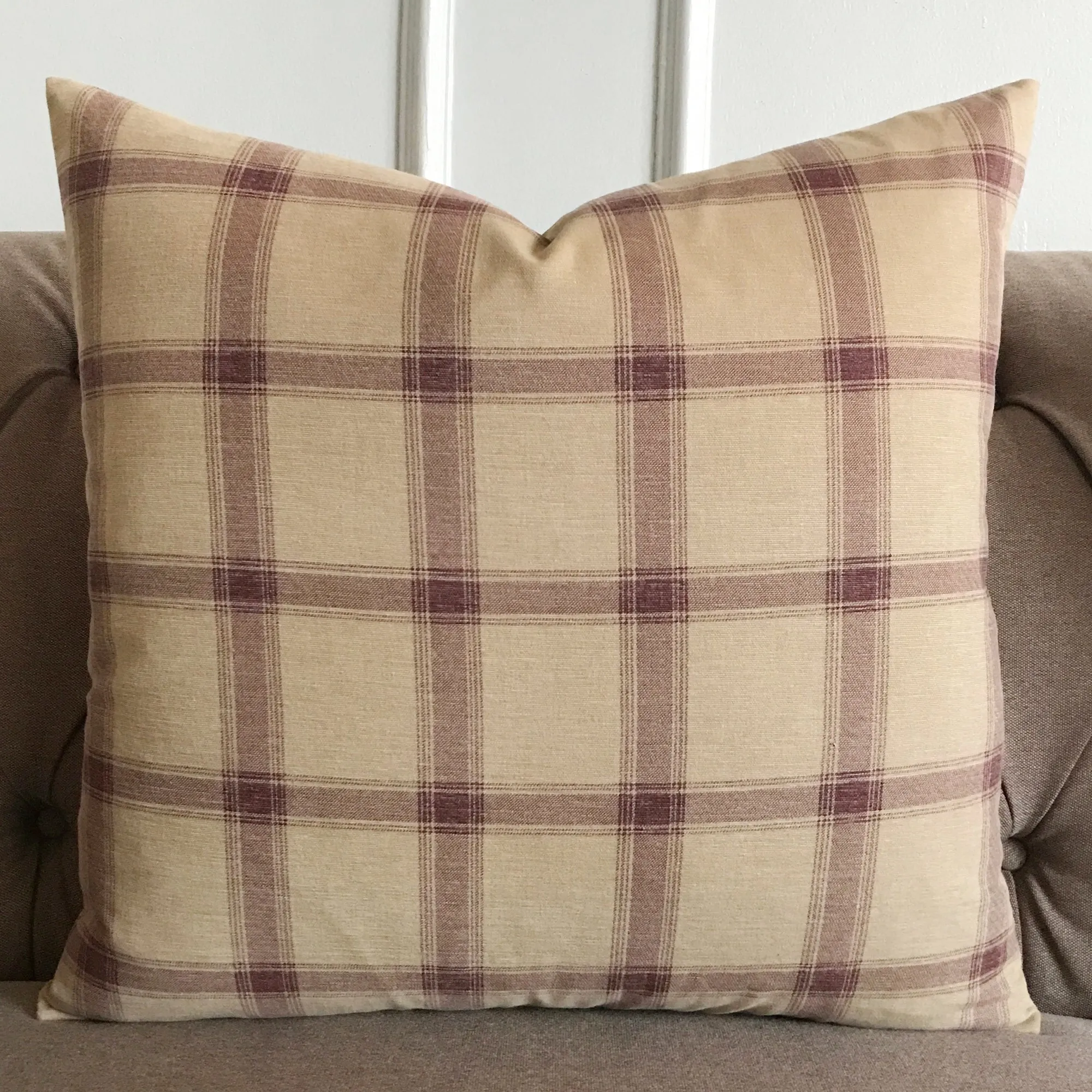 Purple Large English Country Plaid Luxury Woven Lumbar Pillow Cover 22x22