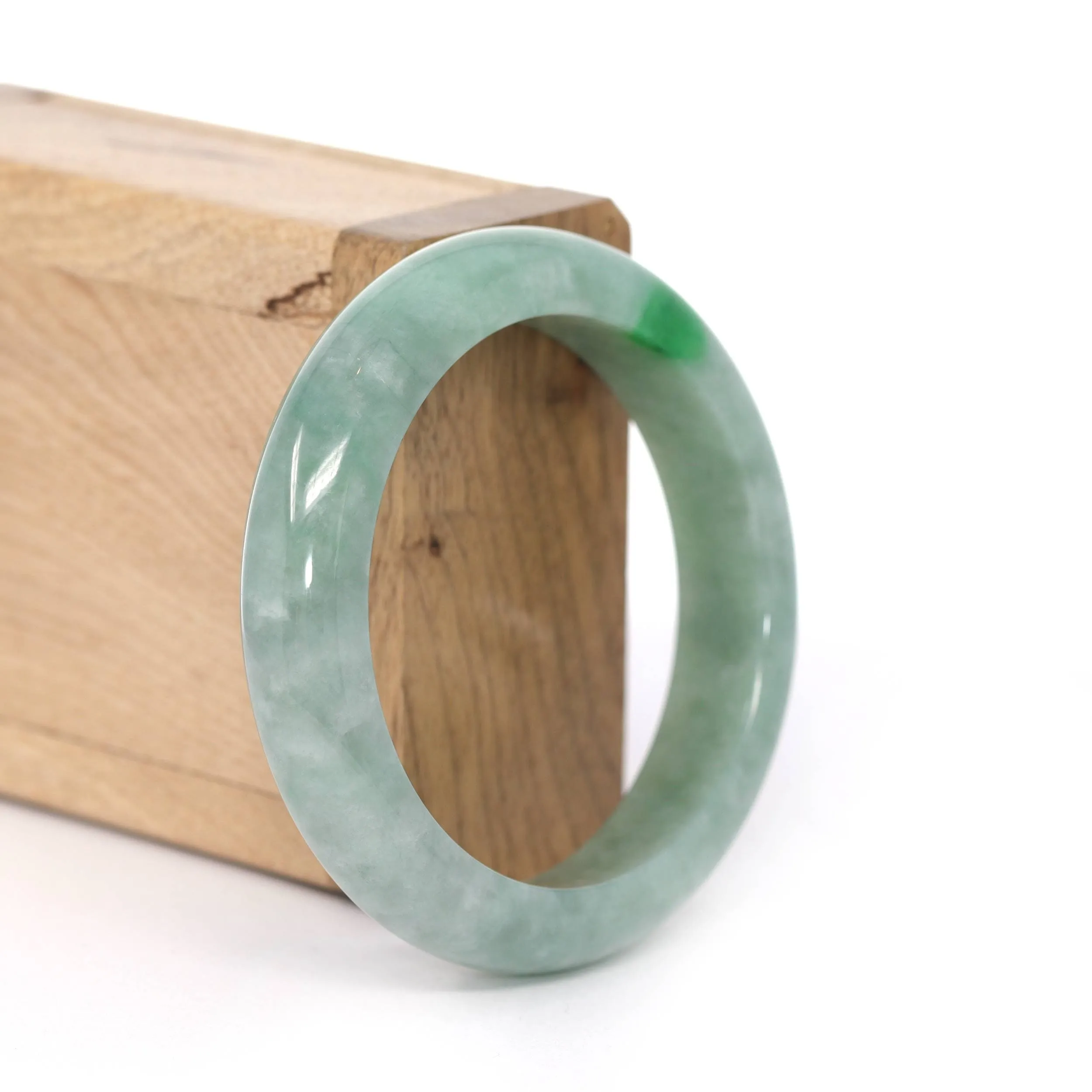 RealJade® Co. "Classic Bangle" Deep Green Natural Burmese Jadeite Jade Bangle ( 55.06mm )#435