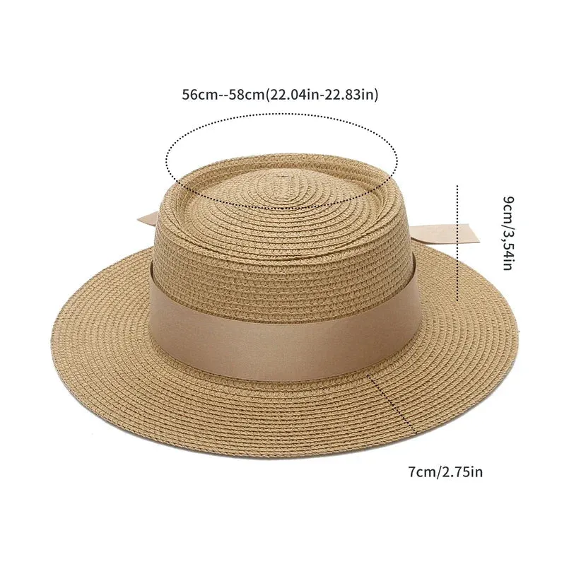 Ribbon Wide Brim Panama Summer Hat