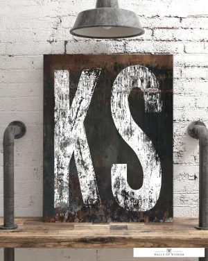 Rustic Western Kansas Home State Canvas Wall Art - KS State Vintage Inspired Industrial Farmhouse Art Print