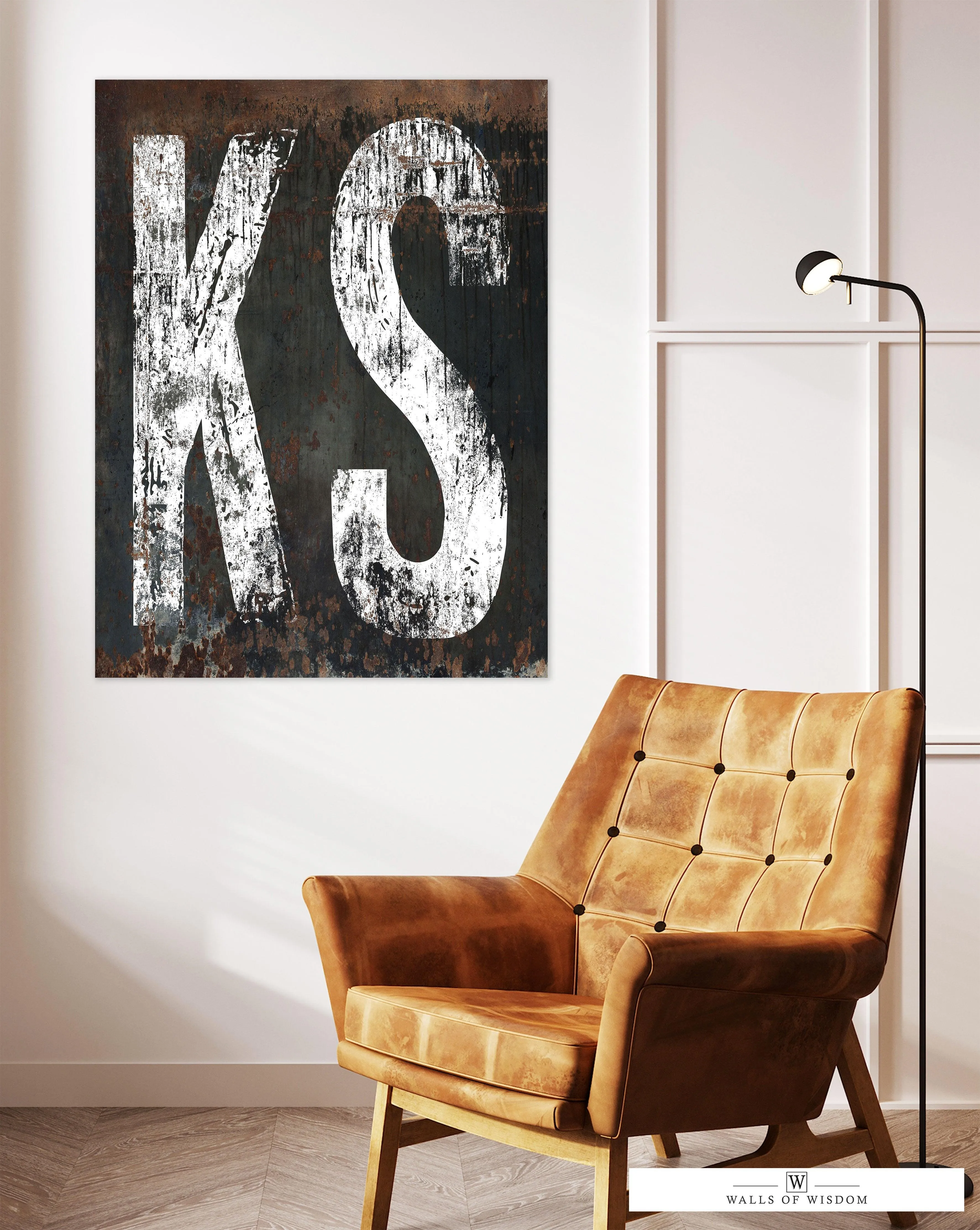 Rustic Western Kansas Home State Canvas Wall Art - KS State Vintage Inspired Industrial Farmhouse Art Print