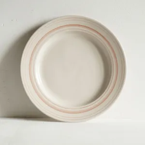 Set of Dinner Plates Rose Linen Stripe - Classical Stoneware