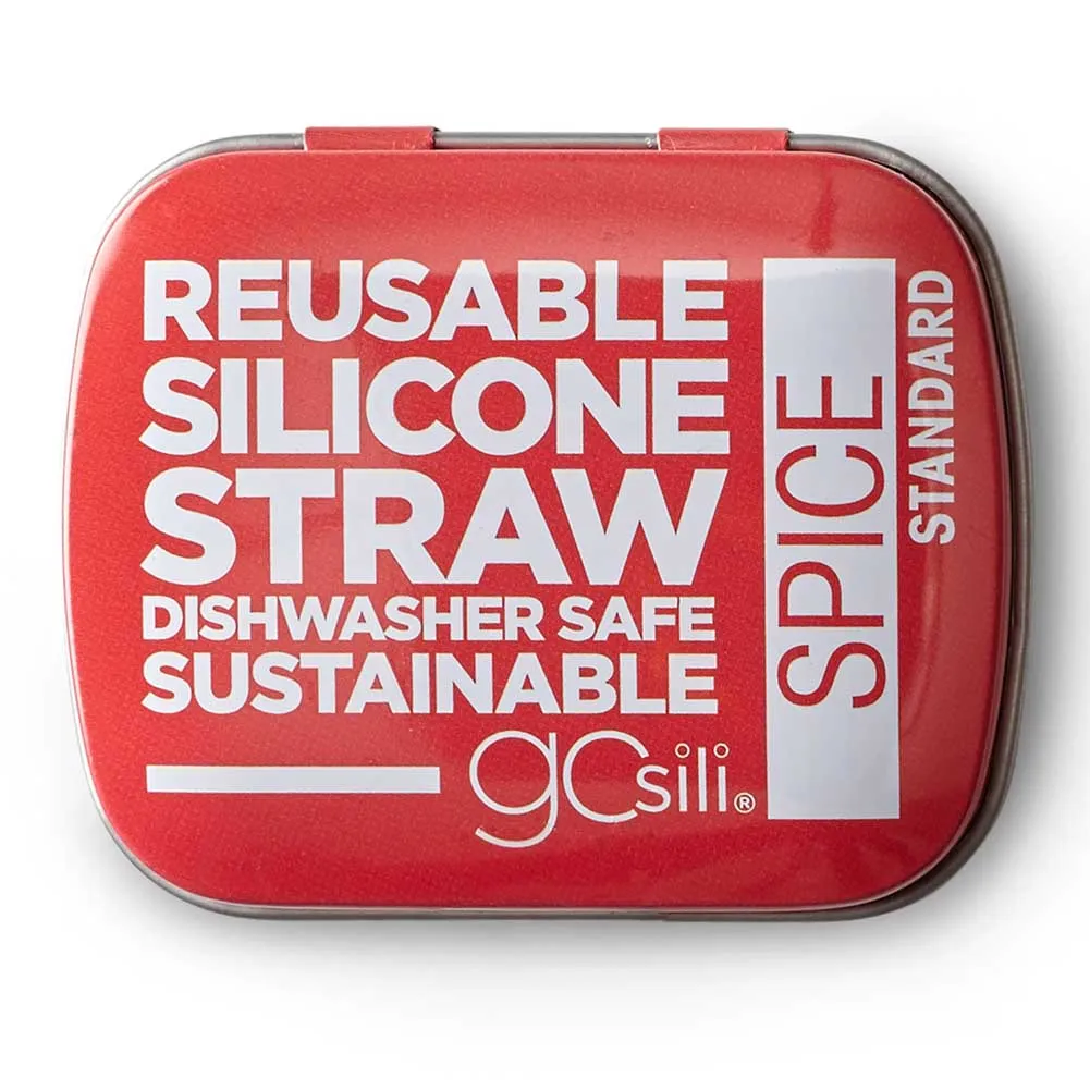 Siliskins Reusable Silicone Straw with Aluminum Travel Case - Spice