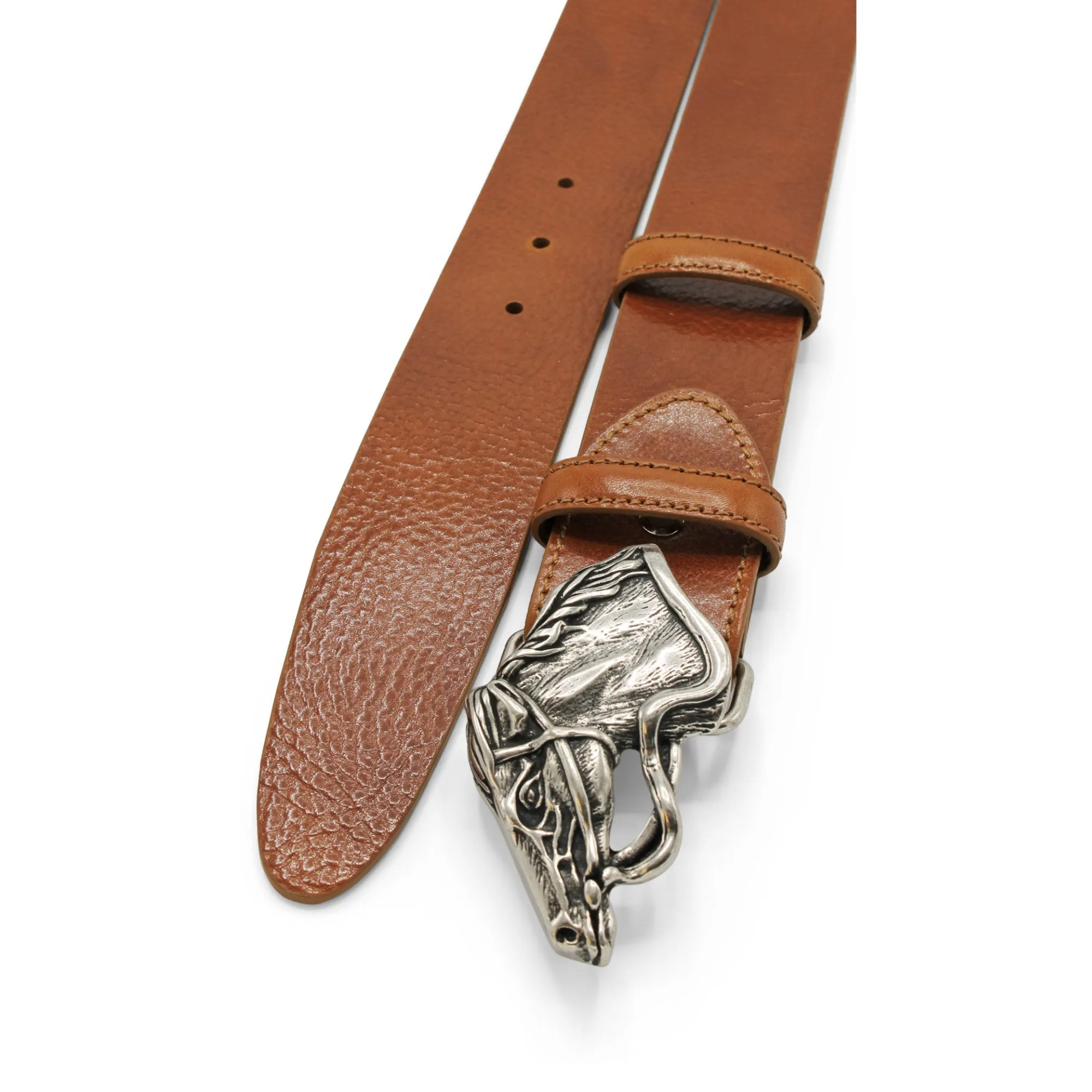 Smooth Supple Honey Toned Horsehead Belt