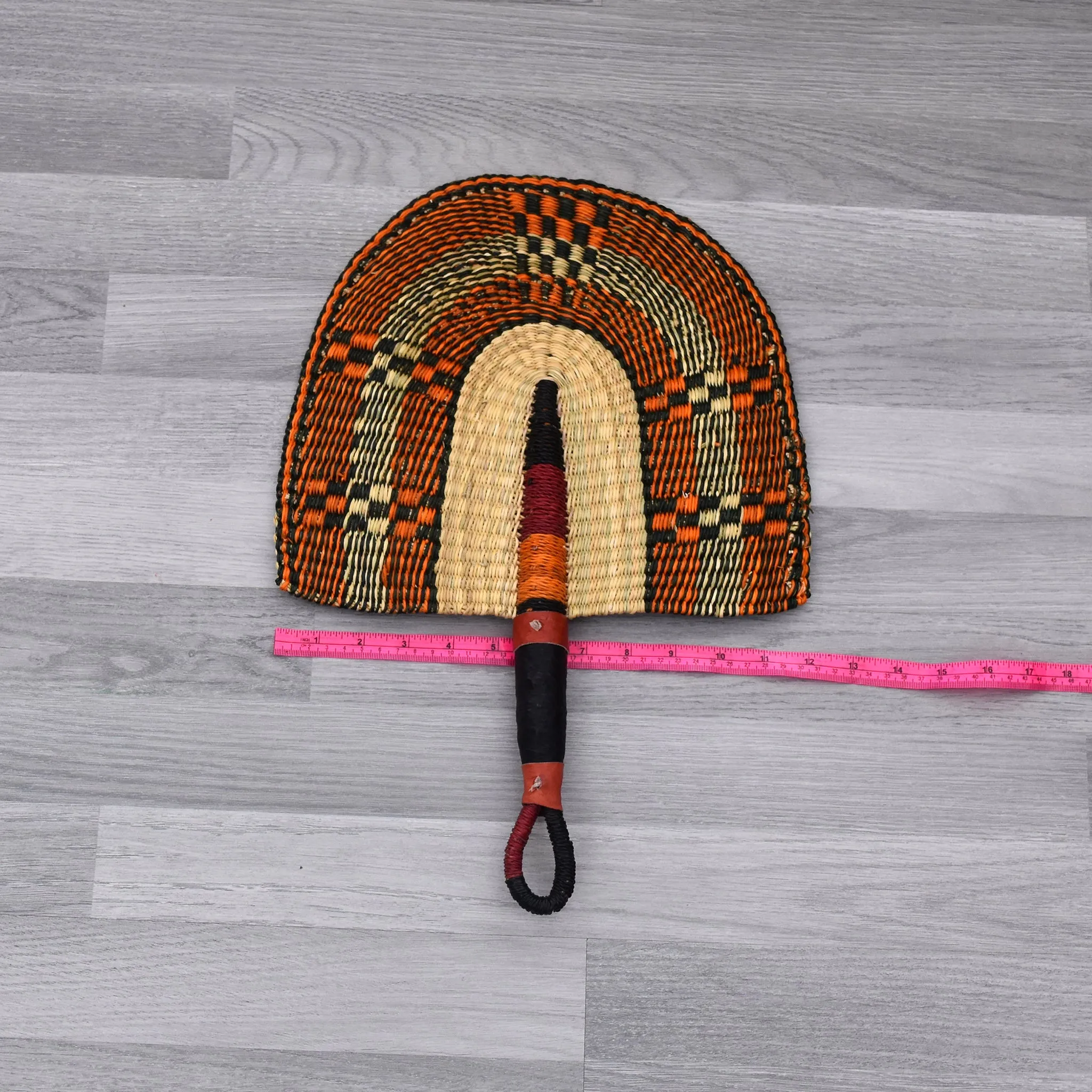 Straw Hand Fan, Bolga Fan - B003