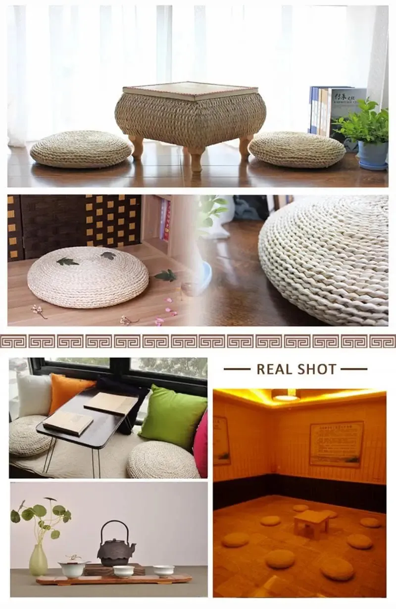 Straw Round Pouf Tatami