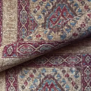 Tan/Maroon Bohemian Ikat Jacquard Tapestry Upholstery Fabric 56"