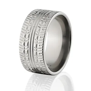 Titanium Tire Tread Band - Men's Ring