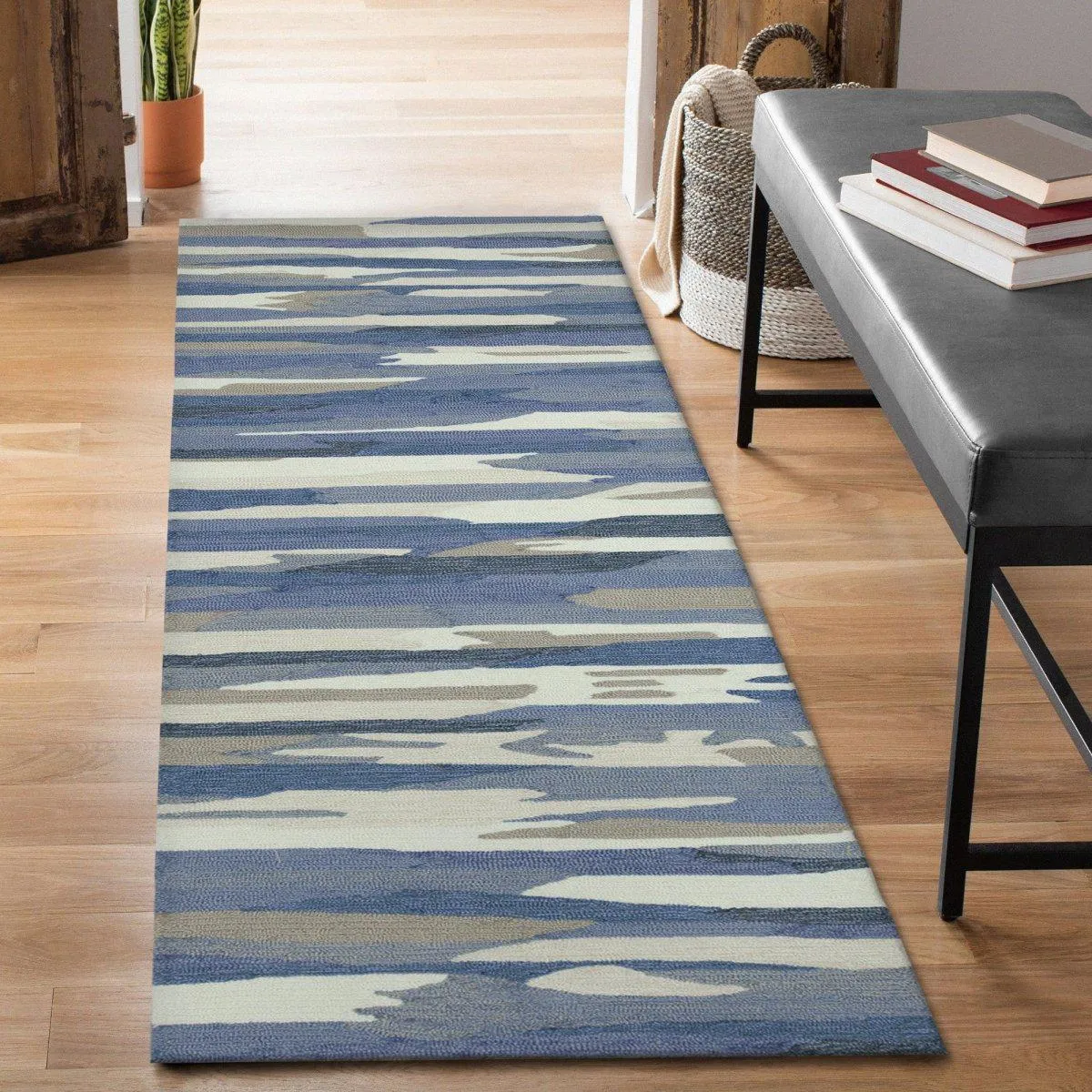 Trans-Ocean CAPRI Indoor/Outdoor Handmade Synthetic Blend Durable Area Rug  - Soft Blue