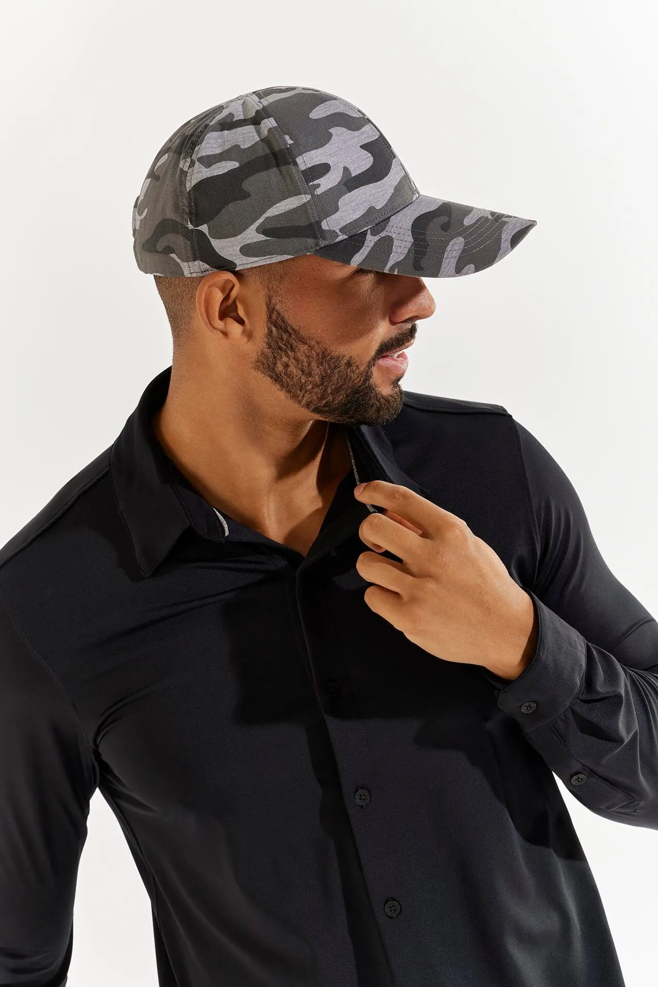 Unisex Zayne Cotton Ball Cap  |  Grey Modern Camo