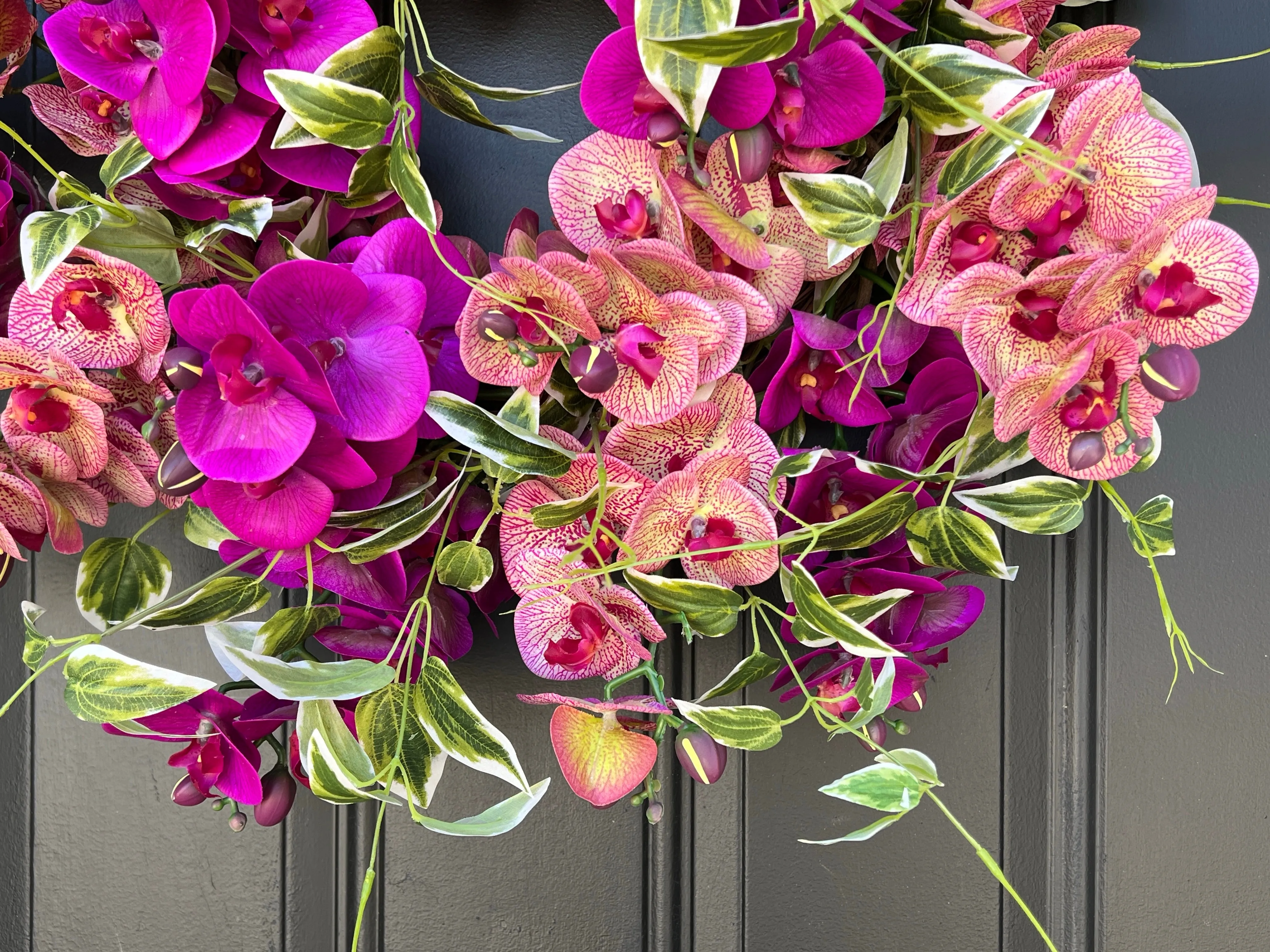 Vibrant Pink and Purple Orchid Wreath