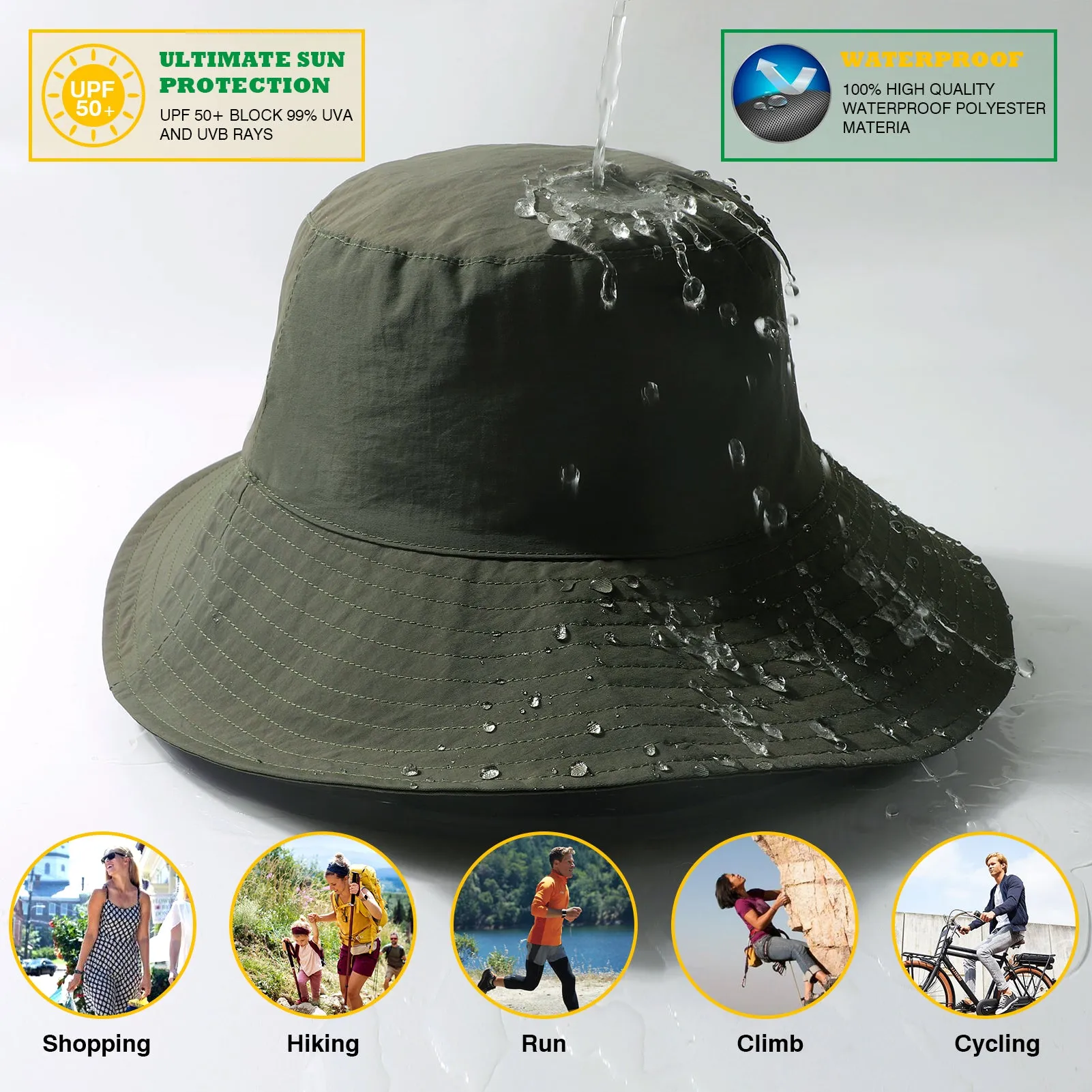 Waterproof Sun UPF 50  Bucket Hat