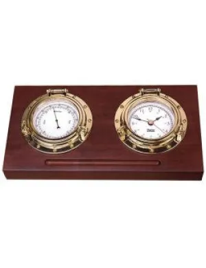 Weems & Plath Porthole Clock & Barometer Desk Set