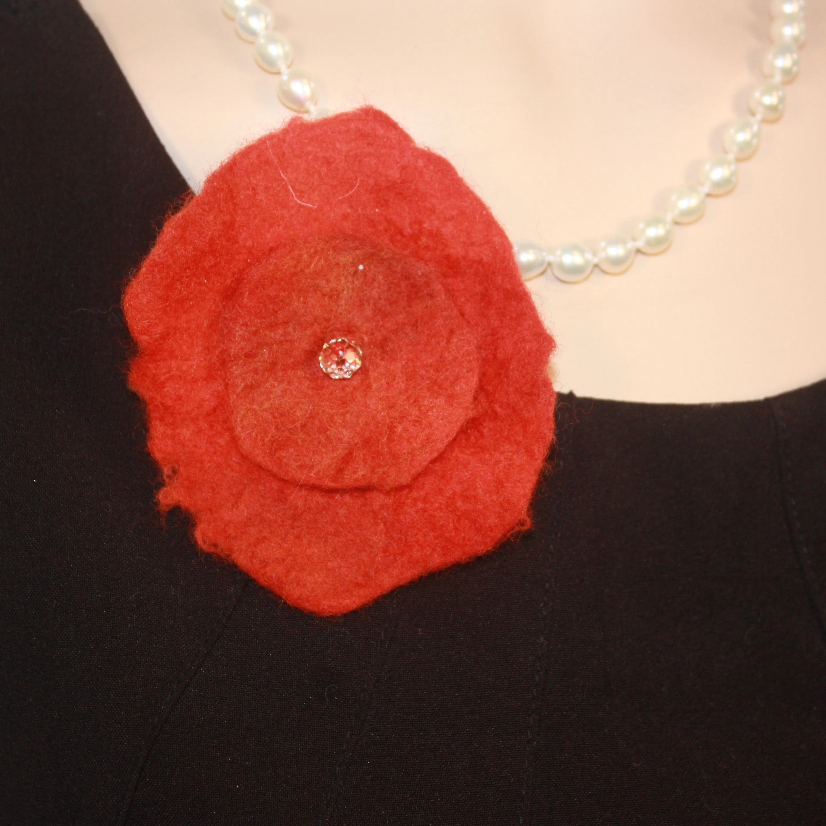 Wet felted flower brooch