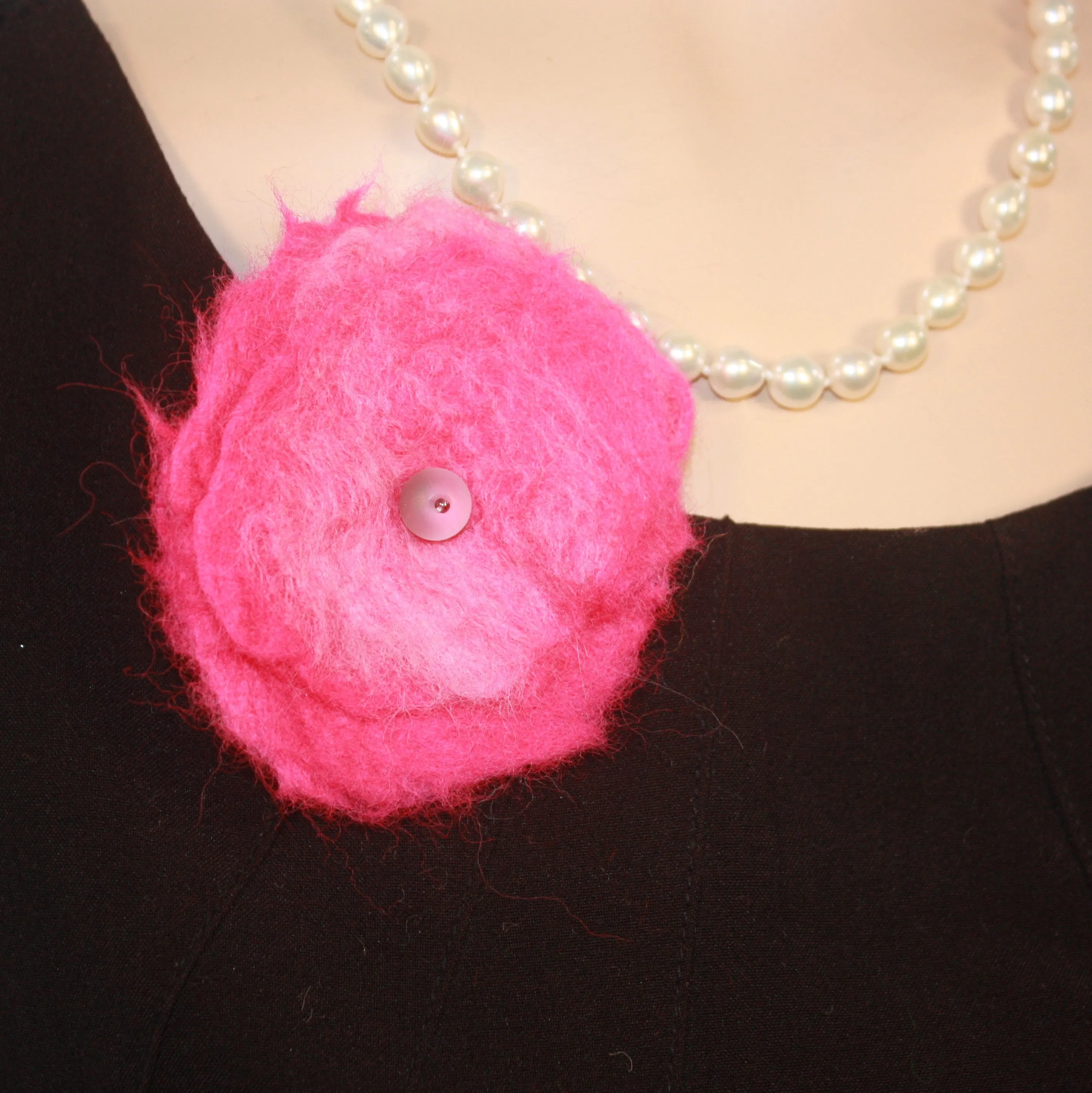 Wet felted flower brooch